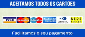 Aceitamos todos os cartões de crédito